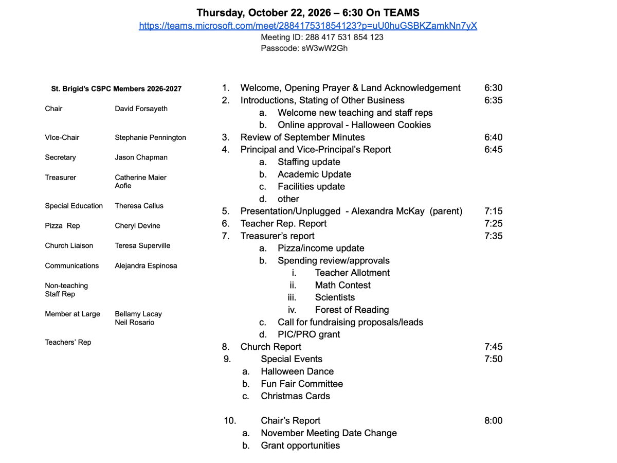 Agenda | October 22,&nbsp;2026